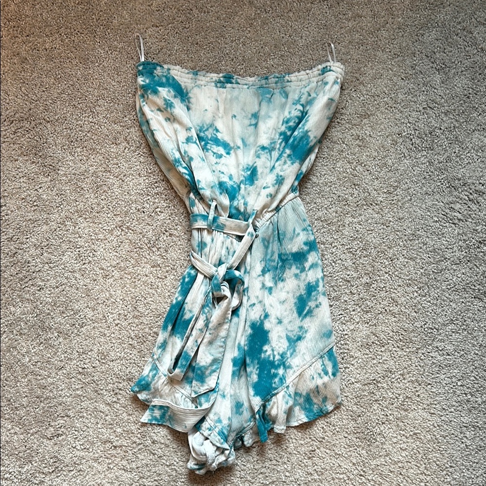 Hollister Strapless Blue Tie-Dye Dress